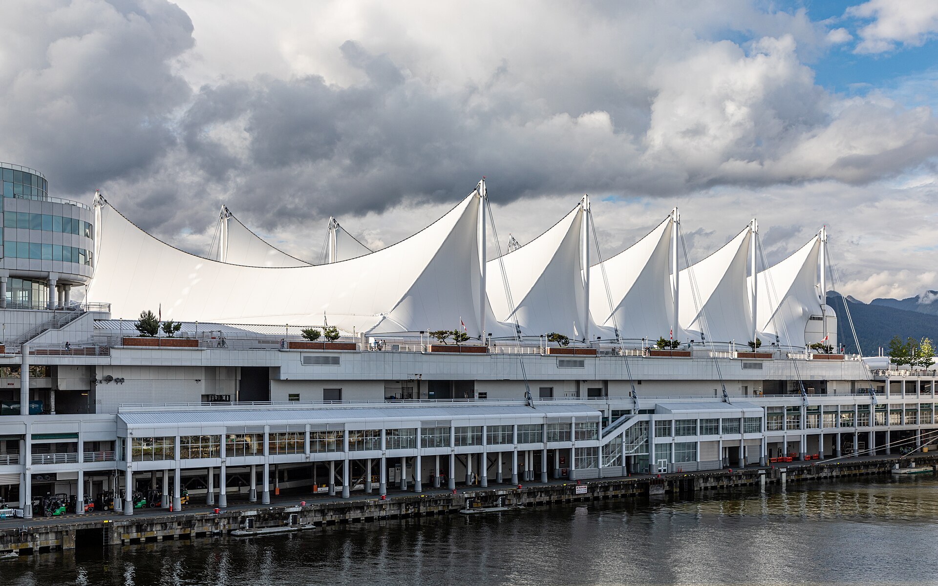 The fabric sails of Canada Place on Burrard Inlet, Vancouver